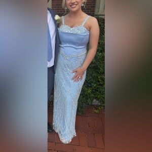 Elegant Blue Beaded Dress